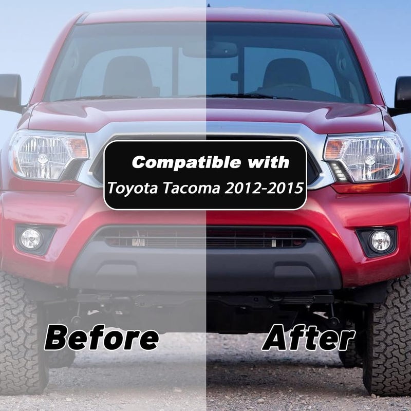 GEEGEETOP FulL LED DRL Lens Front Headlight Side Marker Bumper Light Assembly Compatible with 2012-2015 Tacoma,Switchback White&Amber Functions as Tail Light Turn Signal Light - Image 5